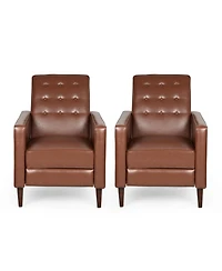 Mervynn Mid-Century Modern Button Tufted Recliners Set, 2 Piece