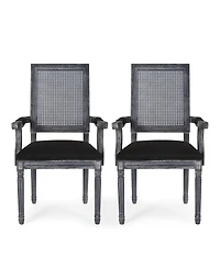 Maria French Country Wood And Cane Upholstered Dining Chair Set, 2 Piece