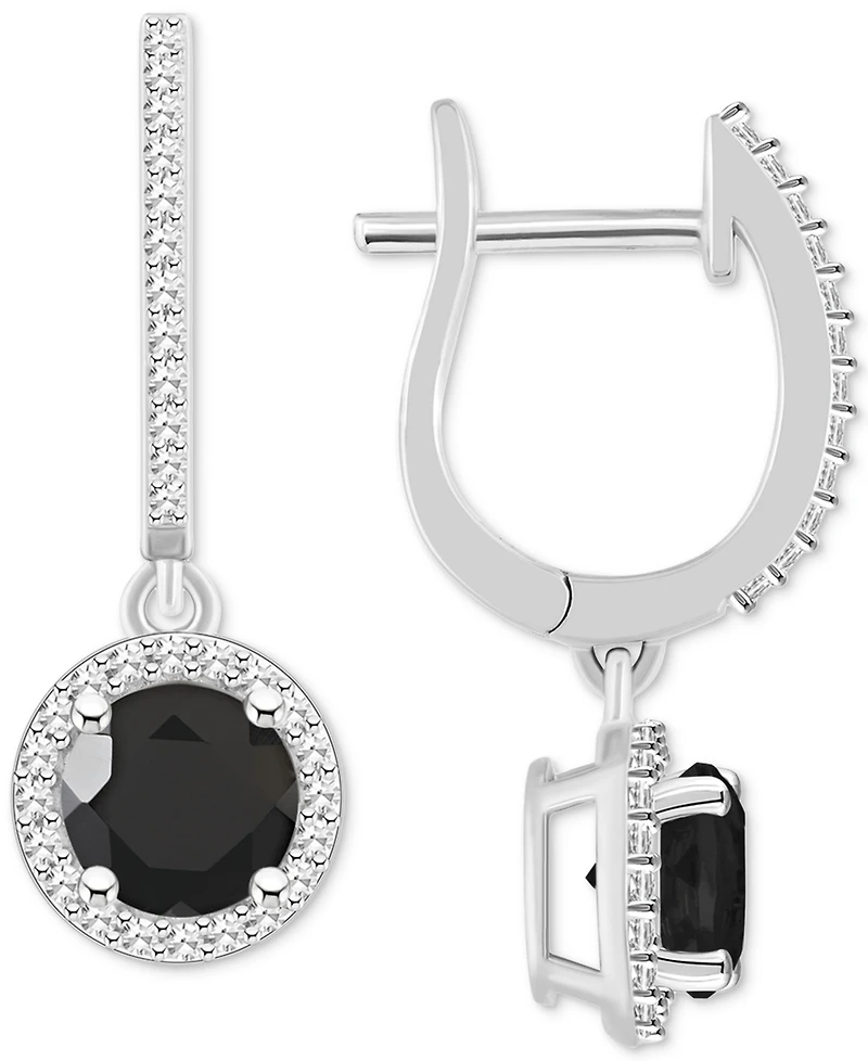 Cultured Freshwater Pearl& Diamond (1/3 ct. t.w.) Halo Leverback Earrings Sterling Silver (Also Onyx, Turquoise, & Labradorite)