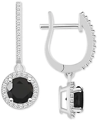 Cultured Freshwater Pearl& Diamond (1/3 ct. t.w.) Halo Leverback Earrings Sterling Silver (Also Onyx, Turquoise, & Labradorite)