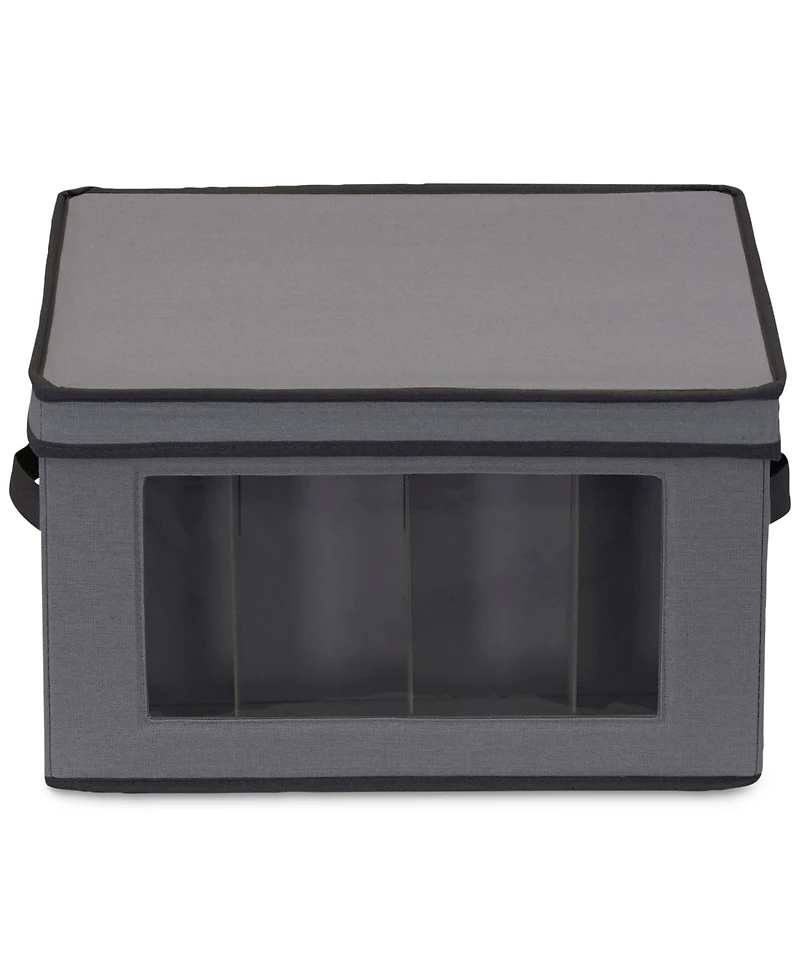 Household Essentials Balloon Wine Glass Storage Box, Windowed Panel and Handles