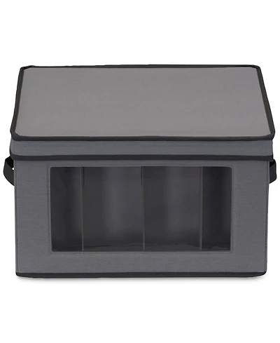 Household Essentials Balloon Wine Glass Storage Box, Windowed Panel and Handles