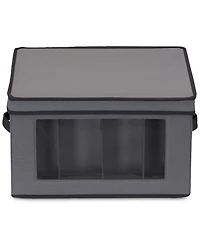 Household Essentials Balloon Wine Glass Storage Box, Windowed Panel and Handles