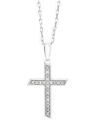 Diamond Cross 18" Pendant Necklace (1/10 ct. t.w.) in Sterling Silver