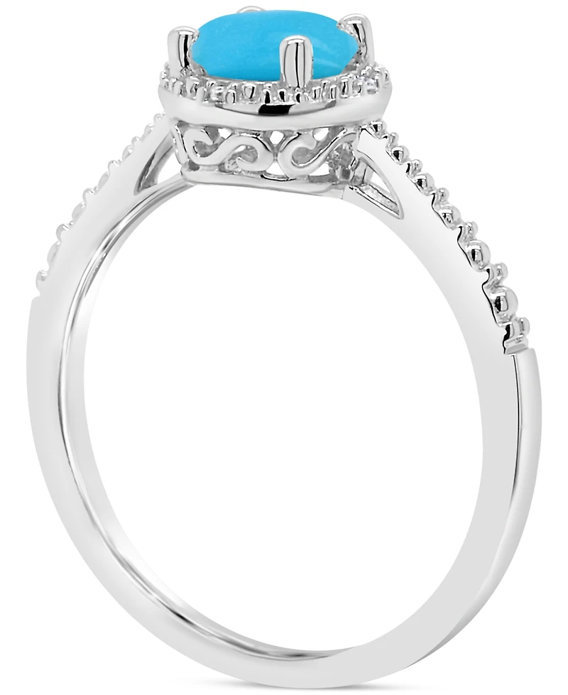 Cultured Freshwater Pearl & Diamond Accent Ring Sterling Silver (Also Onyx, Turquoise, Labradorite )