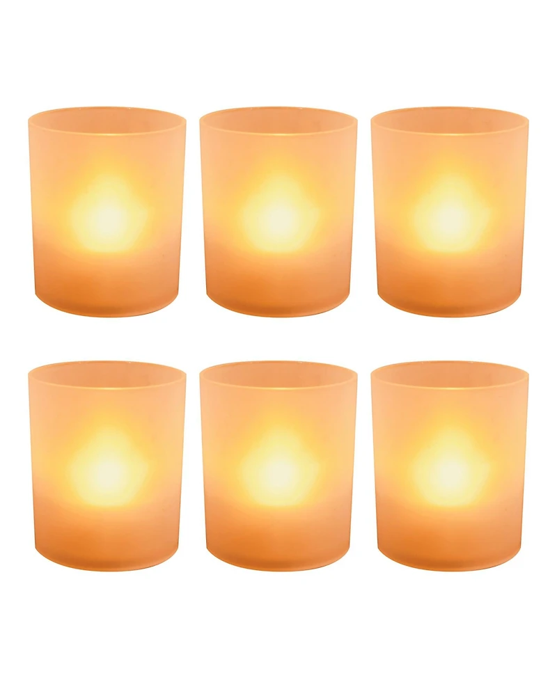 Battery Operated Led Lights in Frosted Votive Holders, 6 Pieces