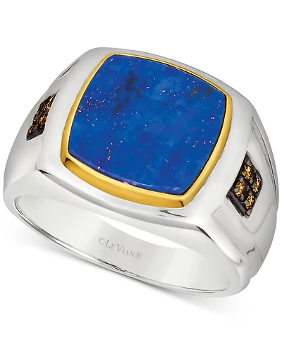 Le Vian Men's Lapis Lazuli & Chocolate Diamond (1/10 ct. t.w.) Ring in Sterling Silver & 14k Gold