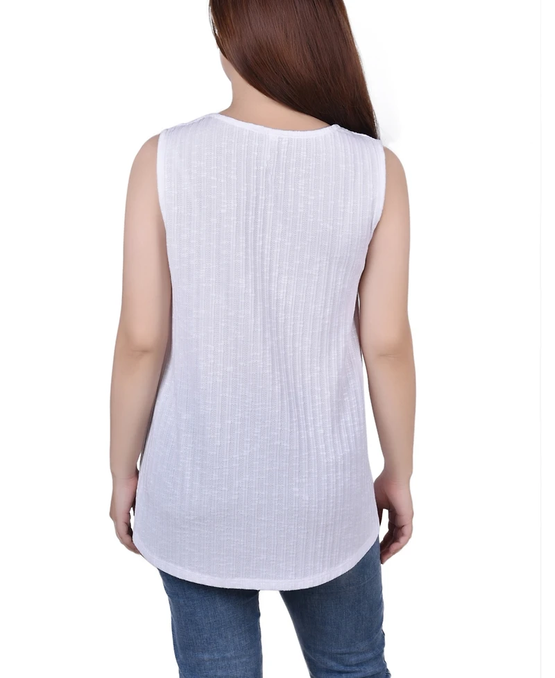 Petite Sleeveless Ribbed Top with Triple Rings