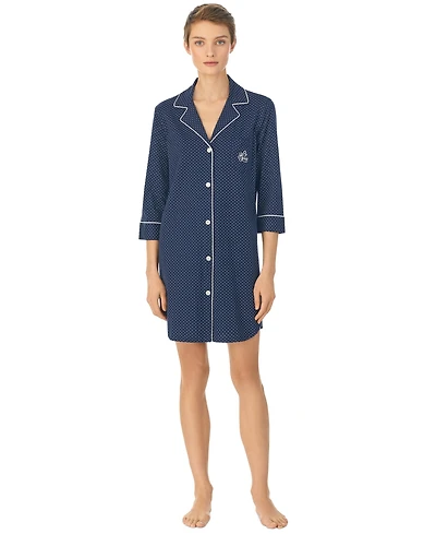 Lauren Ralph Knit Notch Collar Cotton Sleep Shirt