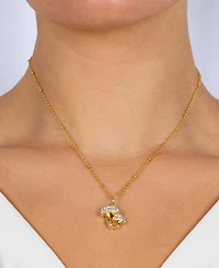 Women's Clear Crystal Mushrooms Pendant Necklace