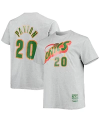Men's Mitchell & Ness Gary Payton Heather Gray Seattle Supersonics Big and Tall Hardwood Classics Name Number T-shirt