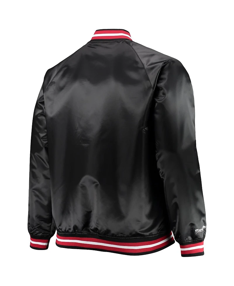 Men's Mitchell & Ness Chicago Bulls Big and Tall Hardwood Classics Raglan Satin Full-Snap Jacket