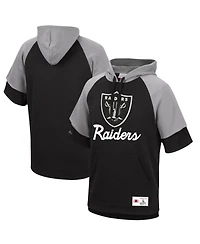 Men's Mitchell & Ness Black Las Vegas Raiders Home Advantage Raglan Short Sleeve Pullover Hoodie