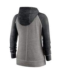 Women's Nike Heathered Charcoal and Black Chicago White Sox Split Wordmark Gym Vintage-Like Raglan Slub Full-Zip Hoodie