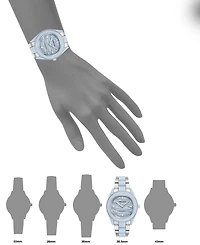 Anne Klein Women's Silver-Tone and Light Blue Solar Ocean Work Plastic Bracelet Watch, 38.5mm