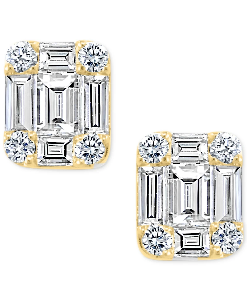 Effy Diamond Emerald-Shaped Baguette Cluster Stud Earrings (3/4 ct. t.w.) in 14k Gold