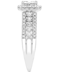 Diamond Quad Cluster Halo Engagement Ring (1 ct. t.w.) in 14k White Gold