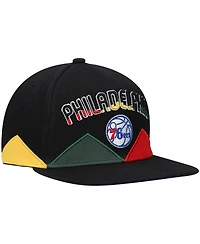 Men's Mitchell & Ness Black Philadelphia 76ers Black History Month Snapback Hat