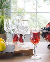 Opera Gold Collection 4 Piece Crystal Wine Glass with Gold Rim Set