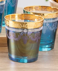 Lorren Home Trends Double Old Fashion 6 Piece Gold Band Glass Set