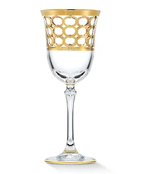 Lorren Home Trends 4 Piece Infinity Gold Ring White Wine Goblet Set