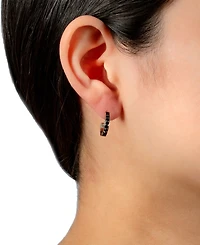 Giani Bernini Black Crystal Small Hoop Earrings in Sterling Silver, 0.59", Created for Macy's