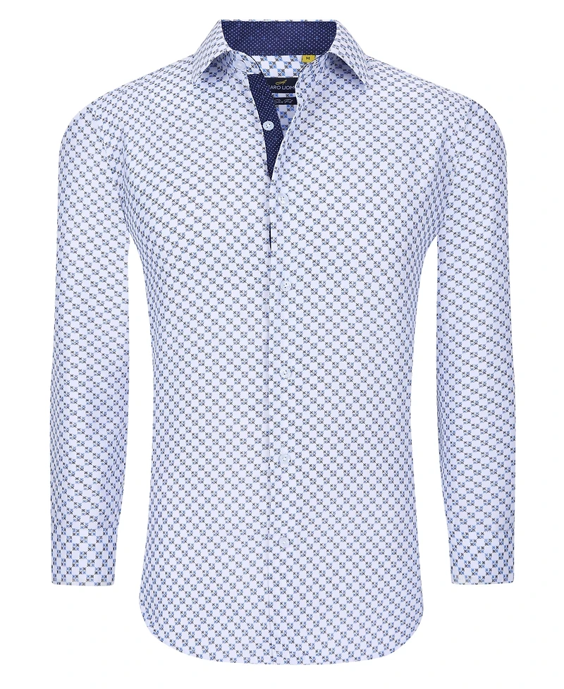 Men's Business Geometric Long Sleeve Button Down Shirt