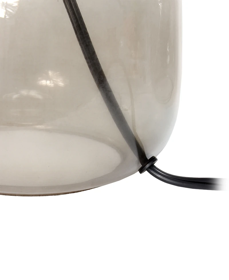 Simple Designs Glass Table Lamp with Fabric Shade, Green with White Shade