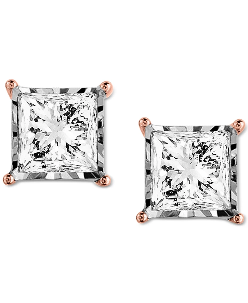 TruMiracle Diamond Princess Stud Earrings (3/4 ct. t.w.) 14k White Gold, Gold or Rose