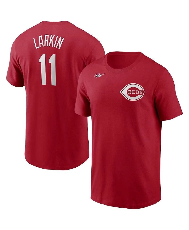 Men's Nike Barry Larkin Red Cincinnati Reds Cooperstown Collection Name & Number T-shirt