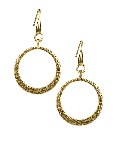 Patricia Nash Gold-Tone Hammered Drop Hoop Earrings