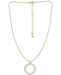 Giani Bernini Cubic Zirconia Open Circle Pendant Necklace, 16" + 2" extender, Created for Macy's