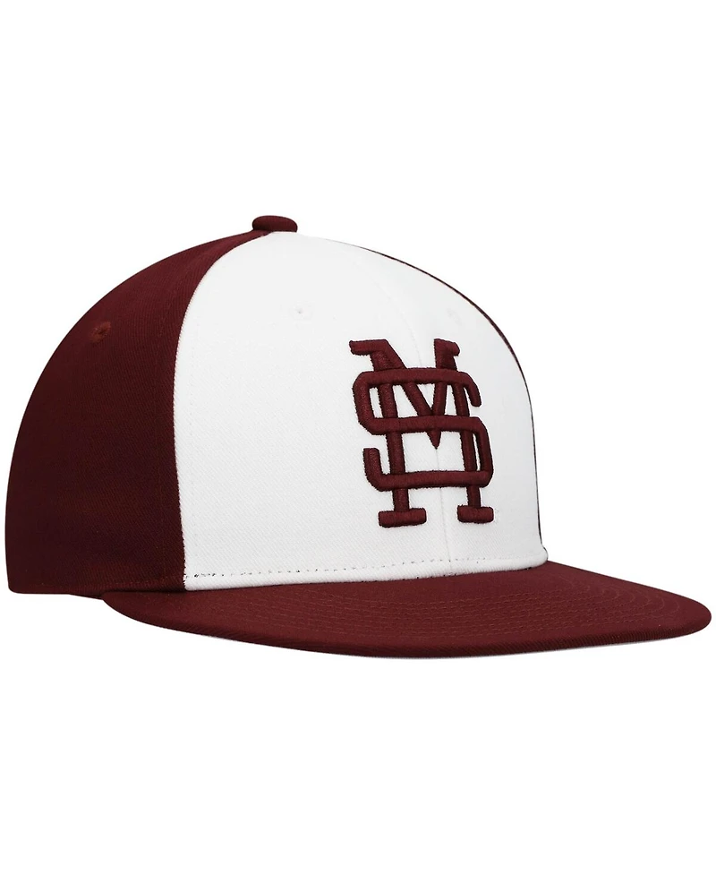 Men's adidas White and Maroon Mississippi State Bulldogs Team On-Field Baseball Fitted Hat
