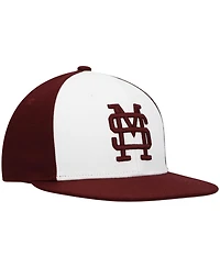 Men's adidas White and Maroon Mississippi State Bulldogs Team On-Field Baseball Fitted Hat