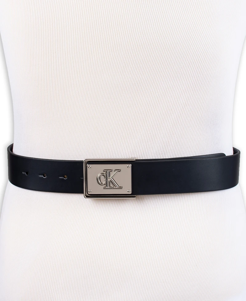 Calvin Klein Men's Ck Plate Plaque Belt