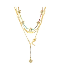 kensie Mixed Chain Rhinestone Star Heart and Snake Necklace Set