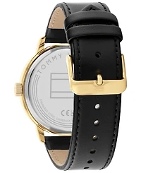 Tommy Hilfiger Men's Black Leather Strap Watch 44mm