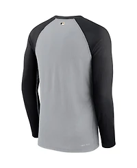Men's Nike Gray, Black Pittsburgh Pirates Game Authentic Collection Performance Raglan Long Sleeve T-shirt