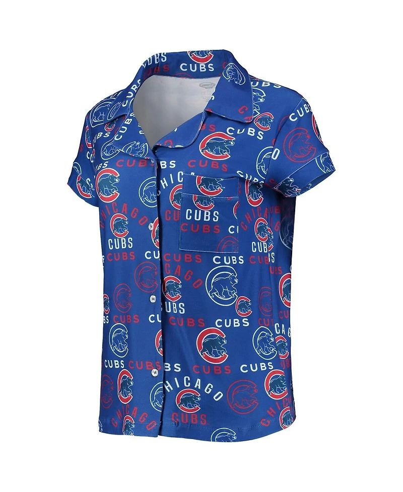 Women's Concepts Sport Royal Chicago Cubs Flagship Allover Print Top and Shorts Sleep Set