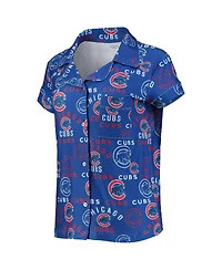 Women's Concepts Sport Royal Chicago Cubs Flagship Allover Print Top and Shorts Sleep Set