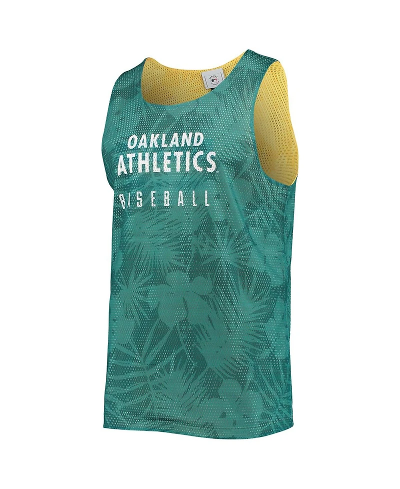 Men's Foco Green, Gold Oakland Athletics Floral Reversible Mesh Tank Top