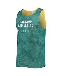 Men's Foco Green, Gold Oakland Athletics Floral Reversible Mesh Tank Top