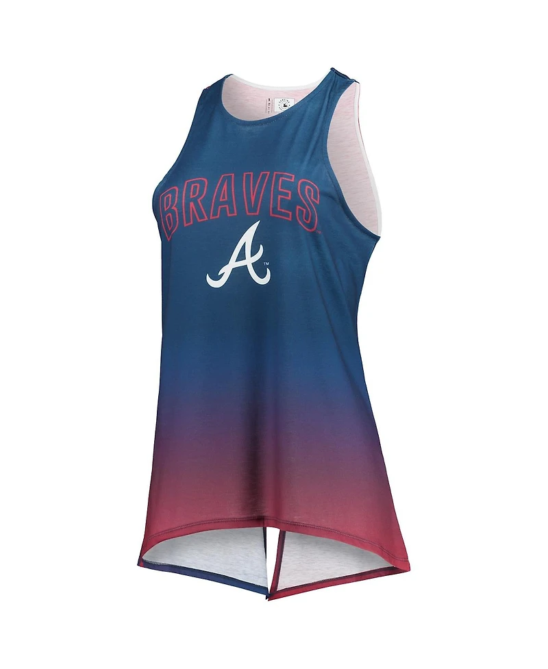 Women's Foco Navy Atlanta Braves Gradient Tie-Back Racerback Tank Top