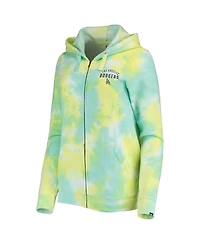 Women's New Era White Los Angeles Dodgers Tie-Dye Full-Zip Hoodie