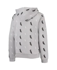 Big Boys Stitches Heathered Gray Chicago White Sox Allover Print Pullover Hoodie