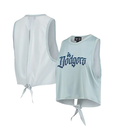 Women's The Wild Collective Light Blue Los Angeles Dodgers Open Back Twist-Tie Tank Top