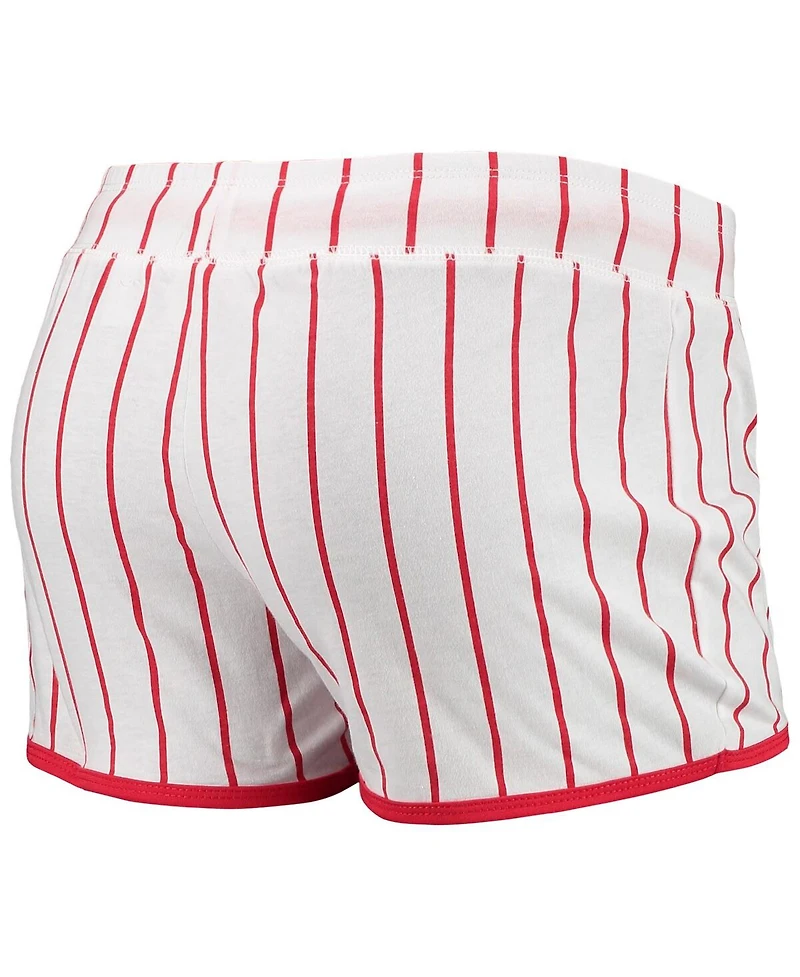Women's Concepts Sport White St. Louis Cardinals Vigor Pinstripe Sleep Shorts