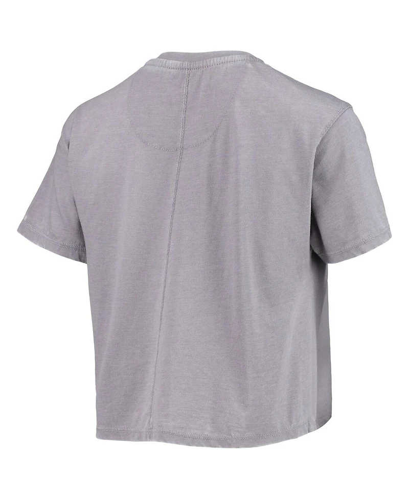 Women's Pressbox Heathered Gray Michigan State Spartans Edith Vintage-Like Burnout Crop T-shirt