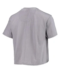 Women's Pressbox Heathered Gray Michigan State Spartans Edith Vintage-Like Burnout Crop T-shirt