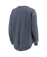Women's Pressbox Navy Auburn Tigers Vintage-Like Wash Pullover Sweatshirt